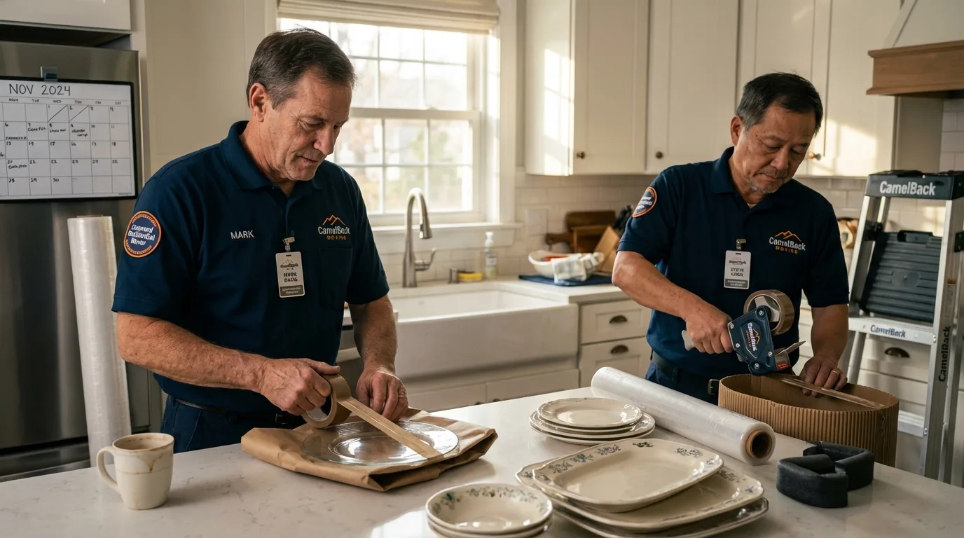 Professional crew packing kitchen dishware in Baldwin Park, CA